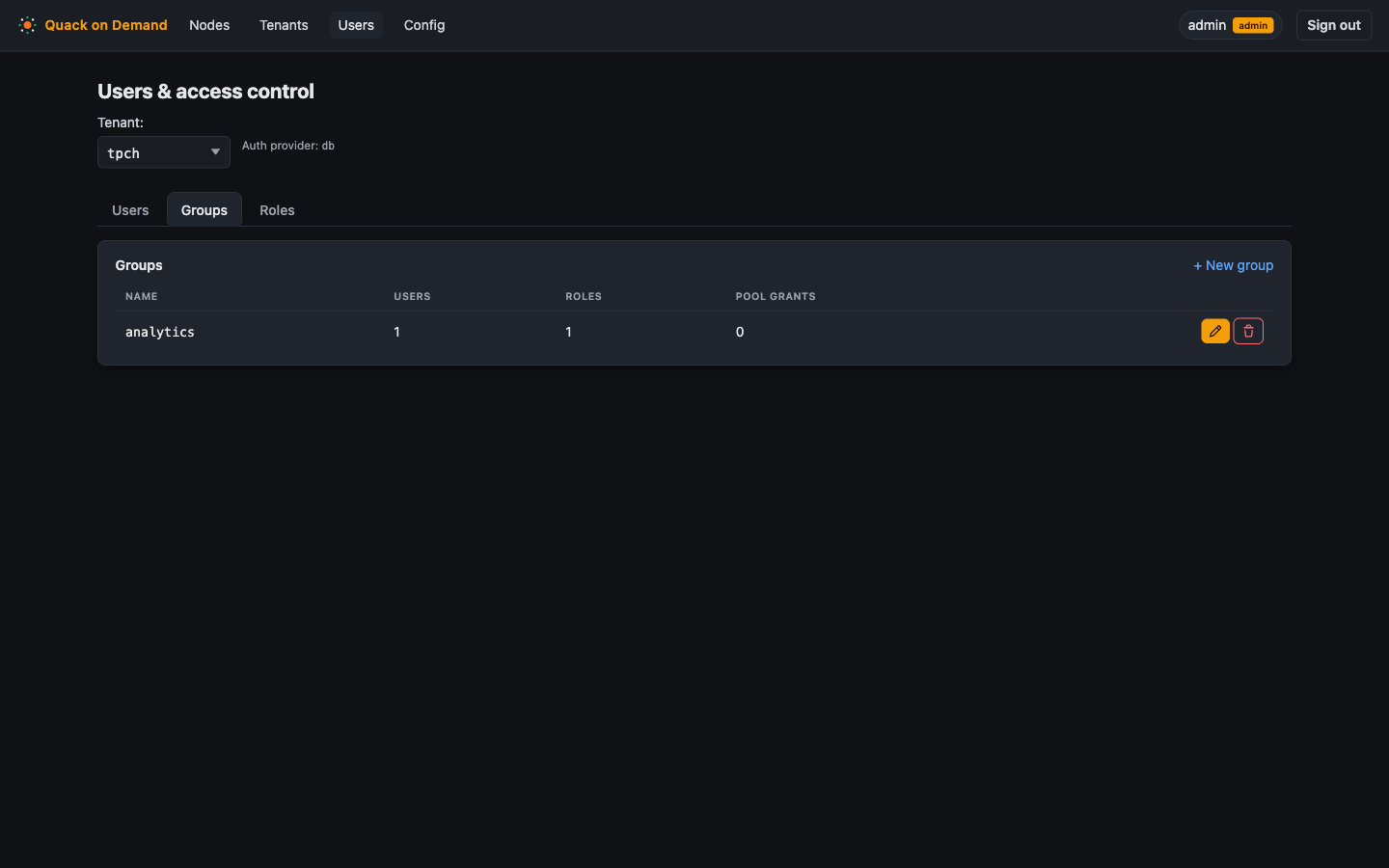 The Groups tab
